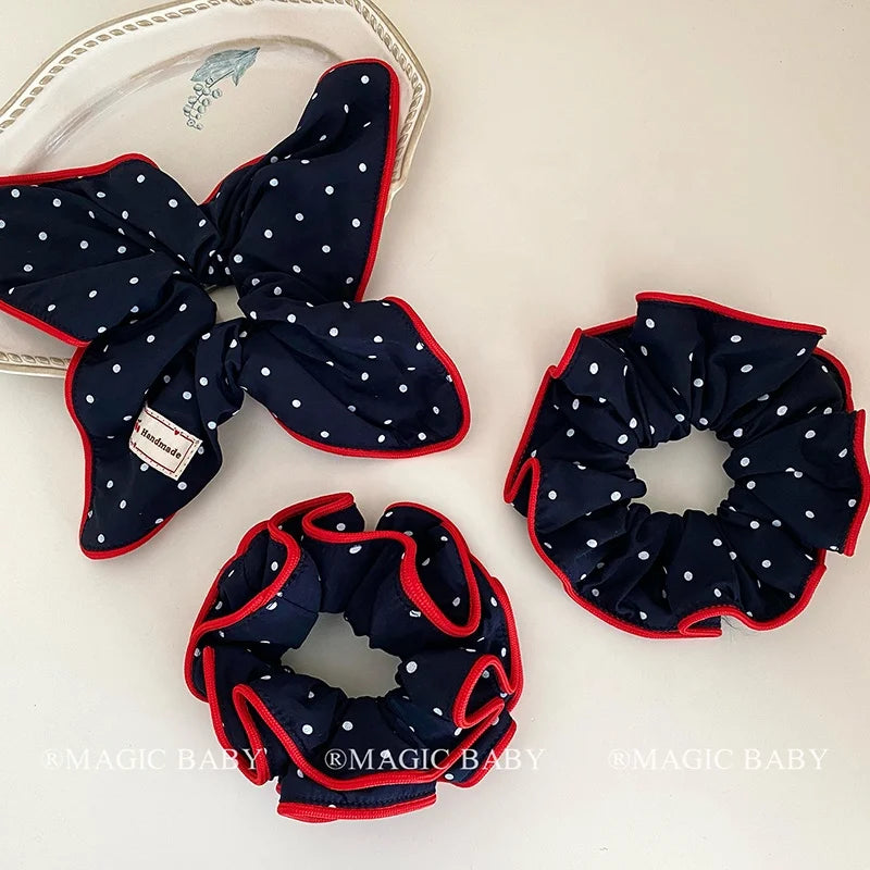 Fashion Simple Polka Dot Scrunchies for Baby Girls Cute Sweet Kawaii Elegant Hair Ties for Kids Children Hair Accessories Chic