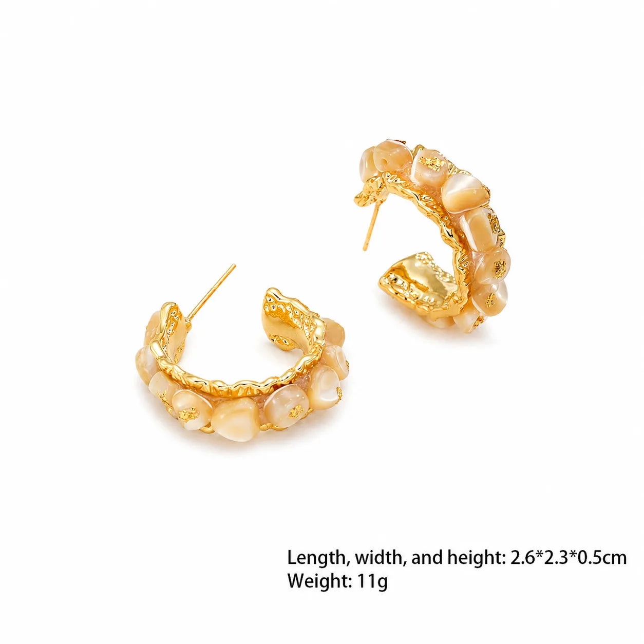 Fashion White Mother of Pearl Copper 18K Gold Hoop Earrings for Girls S925 Sliver Jewelry for Women Ladies Wholesale Bulk