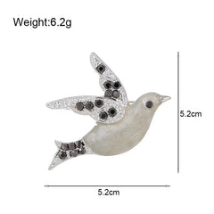 Fashion Glitter Birds Sweet Elegant Brooches for Girls Trendy Glamorous Charms Pins Jewelry for Women Ladies Accessories Chic