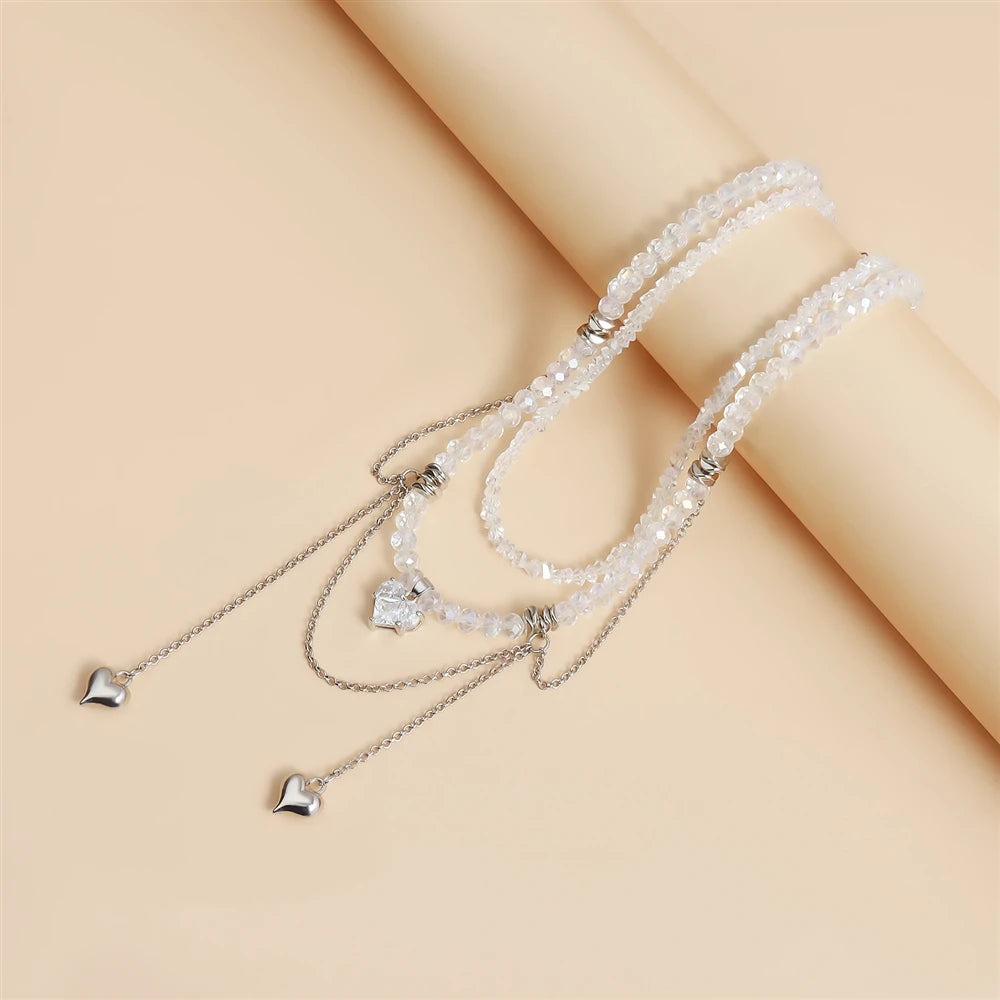 Fashion Sweet Cute Heart Shaped Necklaces for Girls Dainty Fine Princess Style Jewellry for Women Ladies Accessories Wholesale