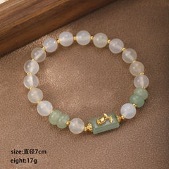Fashion Green Aventurine Beads Bracelets for Girls Elegant Vintage Jewelry Chinese Style for Women Ladies Wholesale Sweet