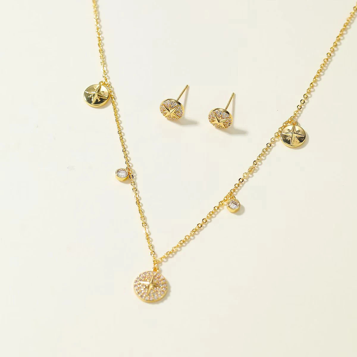 Stylish Trendy Elegant Luxury Necklaces for Girls Cute Charms Stud Earrings Jewelry Sets for Women Ladies Accessories Chic