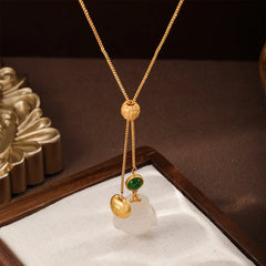 Fashion Green Agate Copper 18K Gold Plated Pendent Necklaces for Girls Vintage Jewelry for Women Ladies Wholesale China Factory