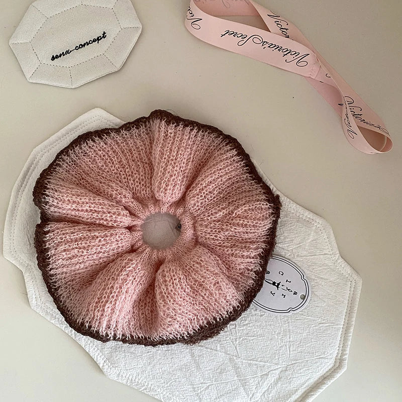 Women Solid Color Oversized Warm Yarn Thick Thin Hair Scrunchies Fashion Simple Customized in Stock Female Hair Ties Accessories
