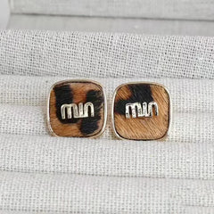 Fashion Bowknot Leopard Classic Stud Earrings for Girls Simple Minimlistic Jewelry for Women Ladies Accessories Heart Shaped