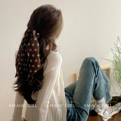 Fashion Elegant Bowknot Dot Scrunchies for Girls Stylish Vintage Graceful Hair Ties for Women Ladies Hair Accessories Trendy