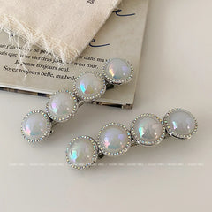 Women's Elegant Lightweight Alloy Rhinestone Hairpins Clamps Hot Sale White Beads Barrette Clips for Parties-Fashion Wholesale