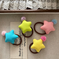 2025 Hot Sale Kids Star Solid Colored Elastic Hair Ties Fashion Sweet Beauty Wholesale in Stock Scrunchies Accessories for Girls