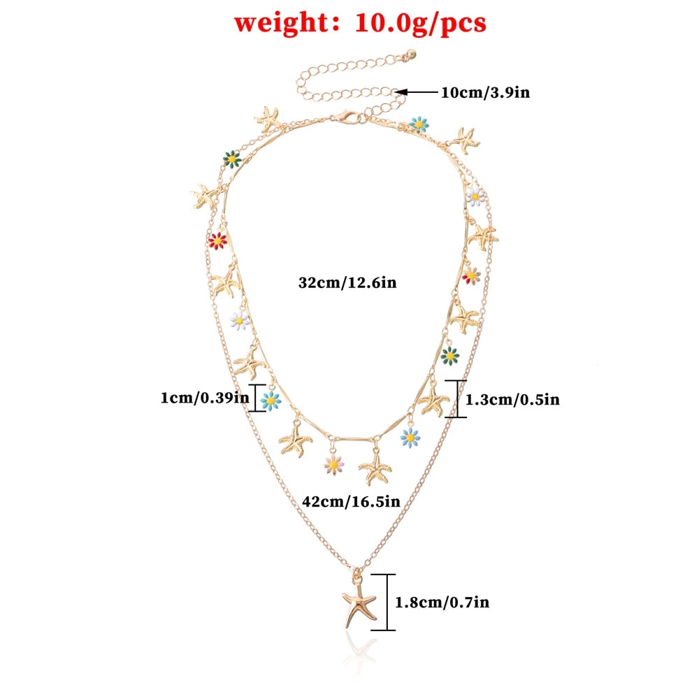Fashion Flower Sea Layered Wearing Necklaces for Girls Sweet Cute Elegant Jewelry for Women Lady Accessories Wholesale Supplier