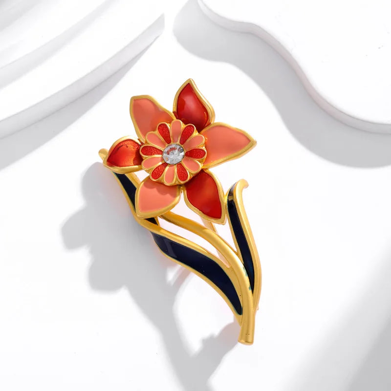 Fashion Flowers Elegant Floral Sweet Brooches for Girls Alloy Mental Glamorous Pins Jewelry for Women Ladies Accessories Chic