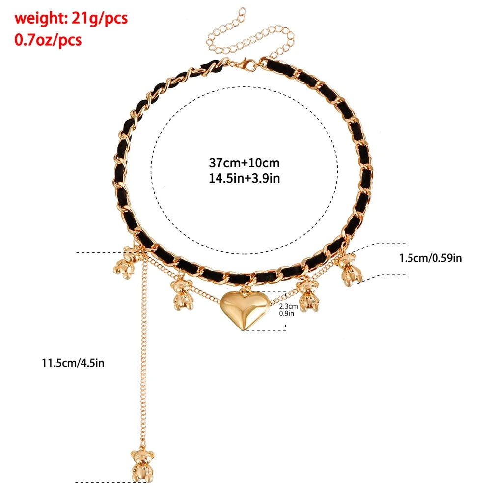 Fashion Simple Steel Heart Trendy Necklaces for Girls Art Deco Stylish Glamorous Jewelry for Women Ladies Accessories Wholesale