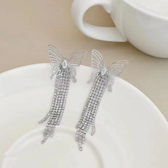 Women Hot Sale Tassel Leaf Imitation Pearl Long Drop Earring Fashion Elegant Luxurious Affordable Bulk Daily Jewelry Accessory