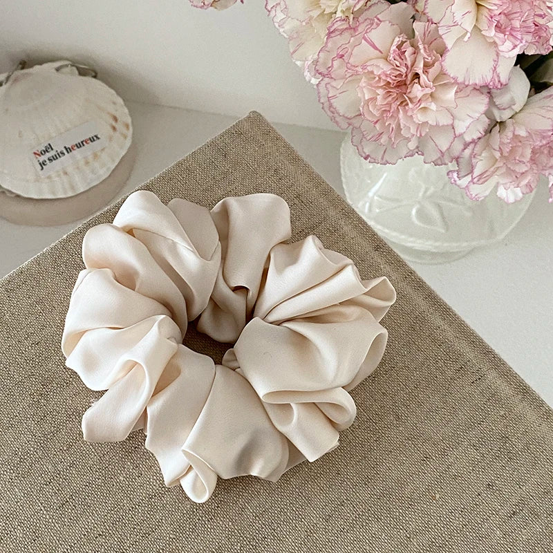 Women Large Solid Color Ponytail Holder Scrunchies Fashion Elegant Simple Wholesale in Store Hair Ties Accessories for Daily Use