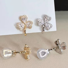 Fashion Luxury Glitter Refined Flowers Clip on Earrings for Girls Art Deco Dainty Jewelry for Women Ladies Accessories Wholesale