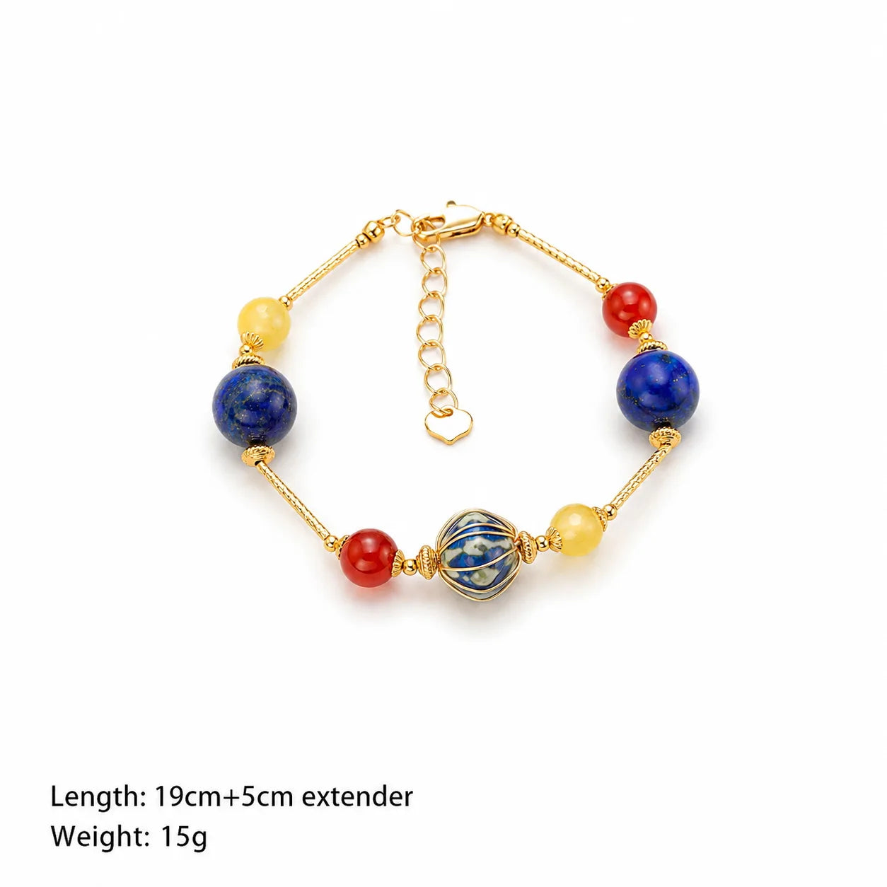 Fashion Ceramic Lapis Lazuli Agate Natural Stone 18K Gold Plated Jewelry Sets for Girls  Bracelets Earrings for Women Ladies