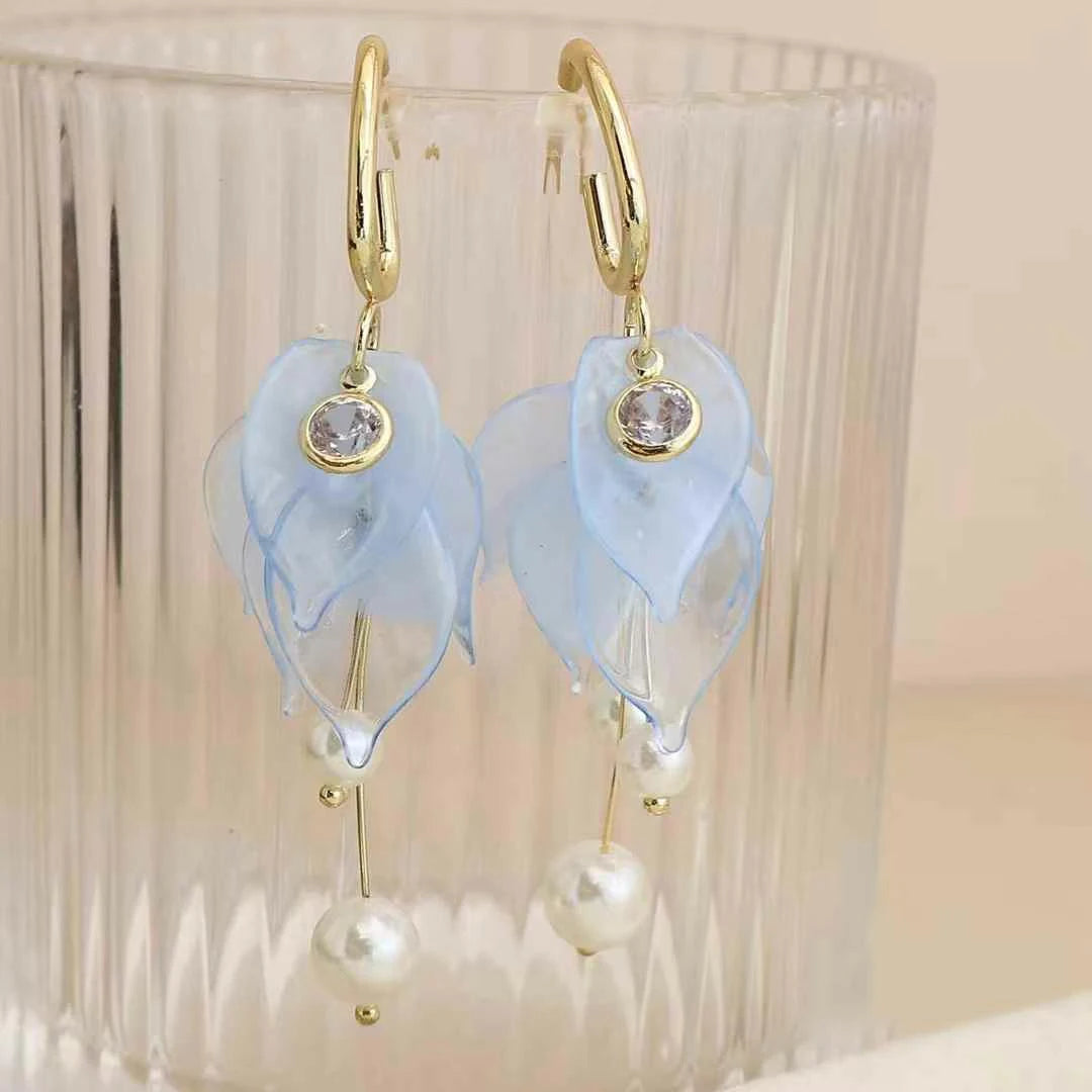Ladies Imitation Pearl Hot Sale Blue Green Pink Drop Earring Sweet Elegant Fashion Dainty Bulk Jewelry Accessories for Causal