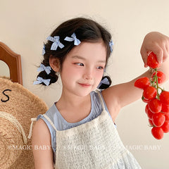 Girly Aesthetic Bowknot Small Solid Color Alligator Clips Fashion Sweet Cute Hairpins Accessories for Children Daily School Use