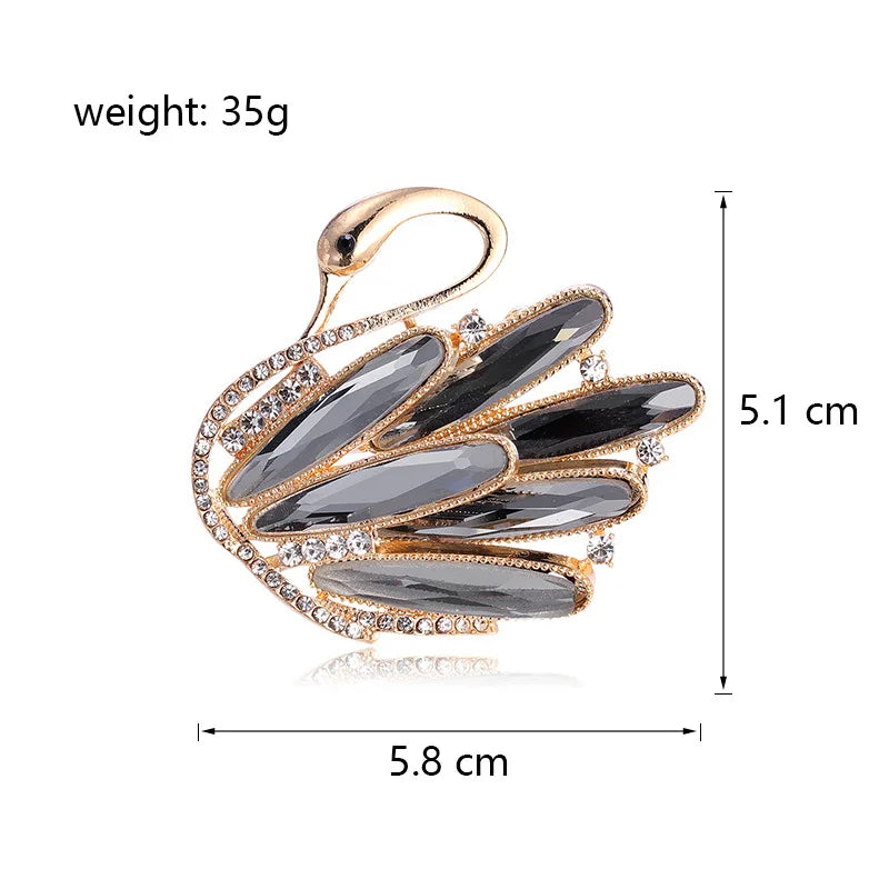 Fashion Swan Glitter Animals Elegant Brooches for Girls Glamorous Charms Trendy Pins Jewelry for Women Ladies Accessories
