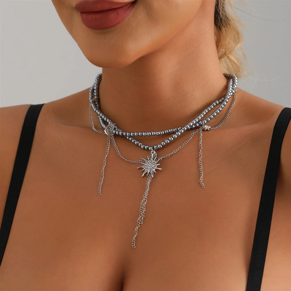 Fashion Beads Sweet Tassel Sun Glamorous Charms Necklaces for Girls Sweet Spicy Jewelry for Women Ladies Accessories Parties