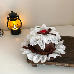 Red Sweetheart Lace Bow Cherry Little Hat Cute Birthday Hair Clip for Women Halloween Exquisite Mini Fascinator Hair Accessories