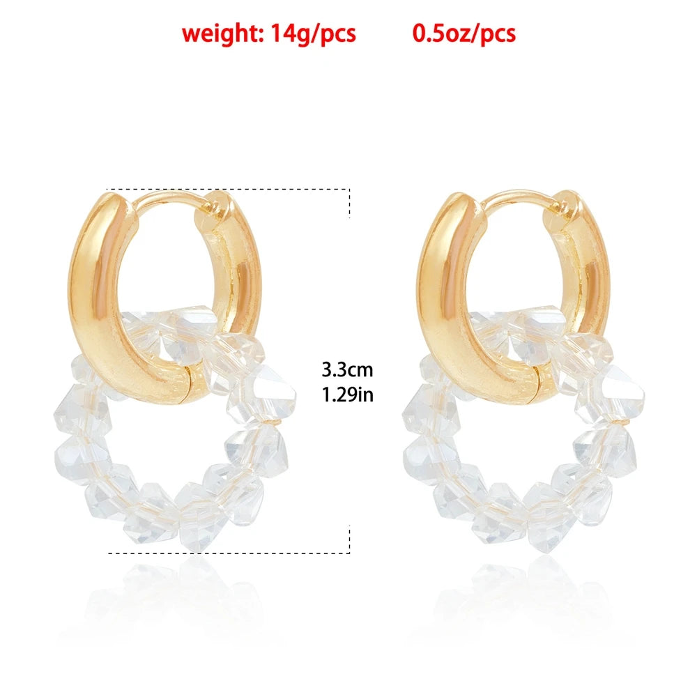 Fashion Rhinestone Hoop Earrings for Girls Sweet Elegant Insta Style Glamorous Dainty Jewelry for Women Ladies Accessories