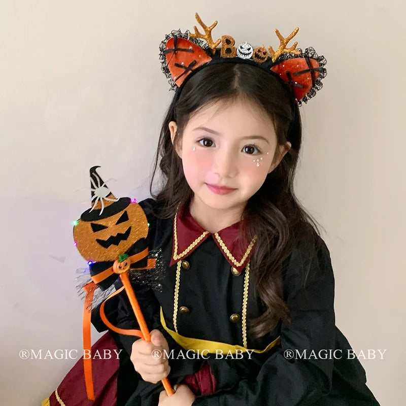 Halloween Magic Wand Spider Ghost Pumpkin Bat Rose Gothic Style Party Accessory for Kids Girls Spell Casting Cosplay for Child