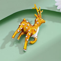 Fashion Lustrous Glitter Sparkle Rhinestone Animal Deer Brooches for Girls Sweet Elegant Pins Jewelry for Women Ladies Accessory