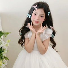 Solid Color Glitter Bowknot Hair Clips for Baby Girls Sweet Cute Fashion Alligators Hair Accessories Fabric Material for Parties