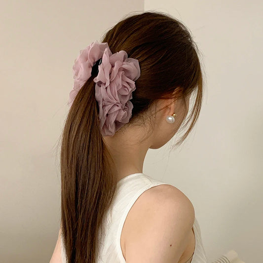 Solid Color Simple Minimalistic Elegant Flower Hair Clips for Girls French Style Banana Clips for Women Ladies Hair Accessories