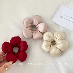 Sweet Cute Flower Shaped Fashion Scrunchies for Girls Chic Solid Color Classic Hair Ties for Women Ladies Hair Accessories