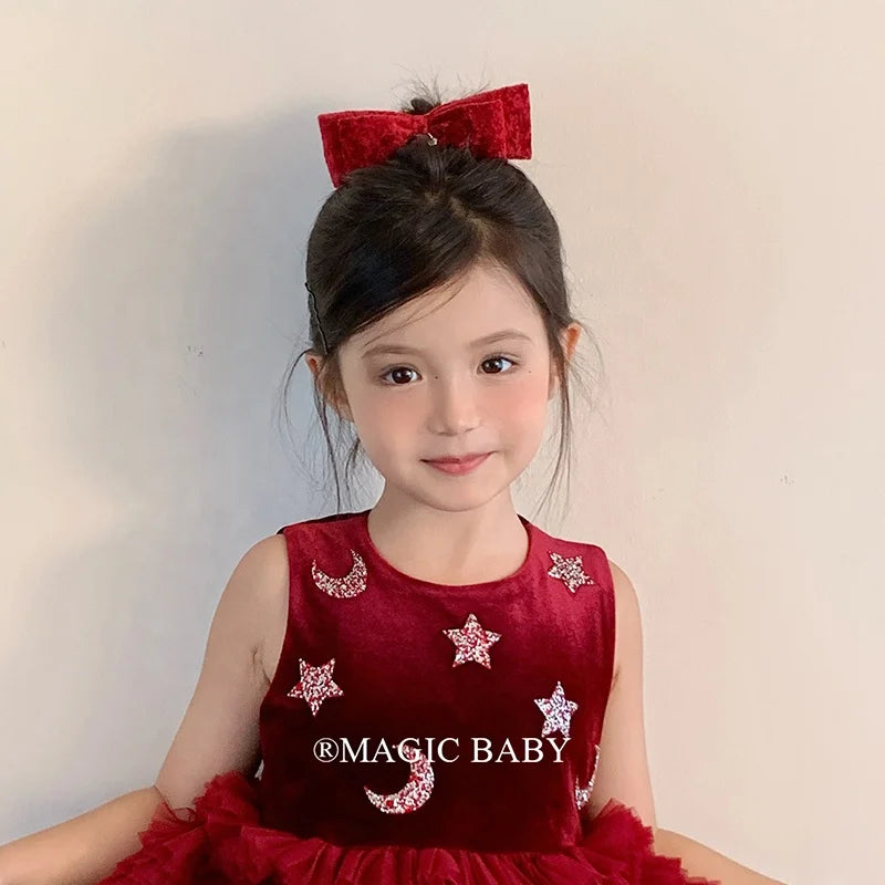 Solid Color Classic Bowknot Hair Clips for Baby Girls Cute Kawaii Velvet Alligators for Kids Children Hair Accessories in Stock