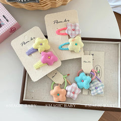 Kids Candy Color Star Small Snap Clips Hair Ties Sweet Cute Fashion Wholesale Hairpins Scrunchies Accessories for Children Daily