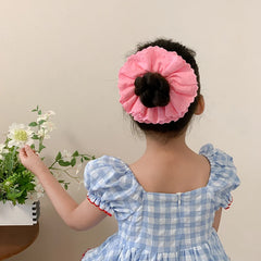 Elegant Graceful Simple Minimalistic Plaid Scrunchies Sweet Cute Hair Ties for Baby Girls Kids Hair Accessories Stock