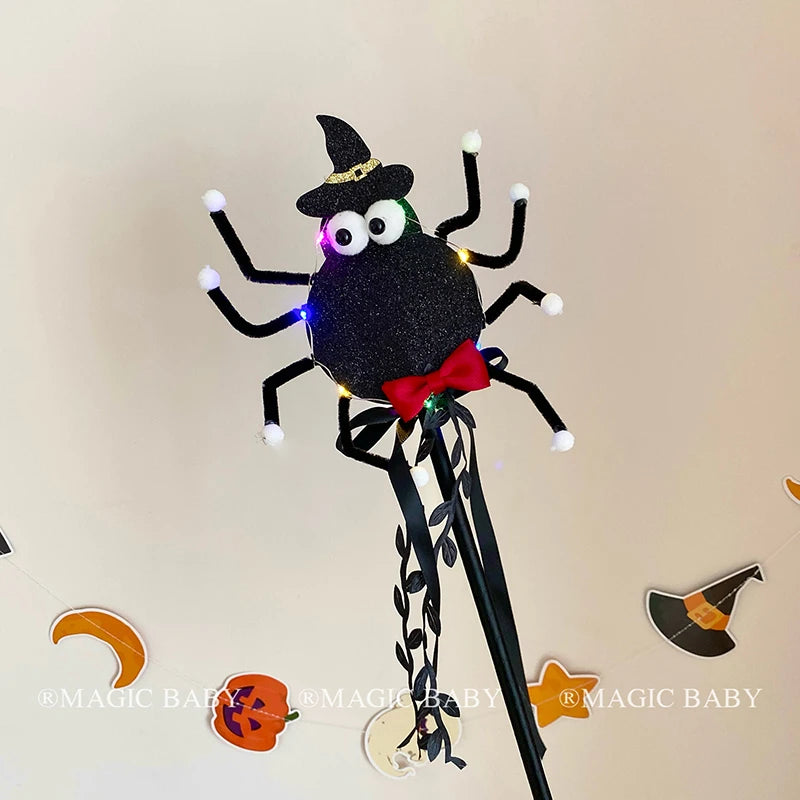 Halloween Magic Wand Spider Ghost Pumpkin Bat Rose Gothic Style Party Accessory for Kids Girls Spell Casting Cosplay for Child