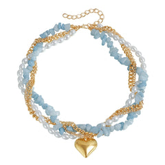 Fashion Sweet Beads Heart Shaped Necklaces for Girls Luxury Glamorous Charms Jewelry for Women Ladies Accessories Wholesale