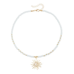 Fashion Simple Beads Sun Sweet Necklaces for Girls Trendy Elegant Earrings Jewelry Suits Sets for Women Ladies Accessories