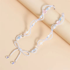 Fashion Sweet Bowknot Beads Princess Style Kawaii Necklaces for Girls Trendy Elegant Jewelry for Women Ladies Accessories