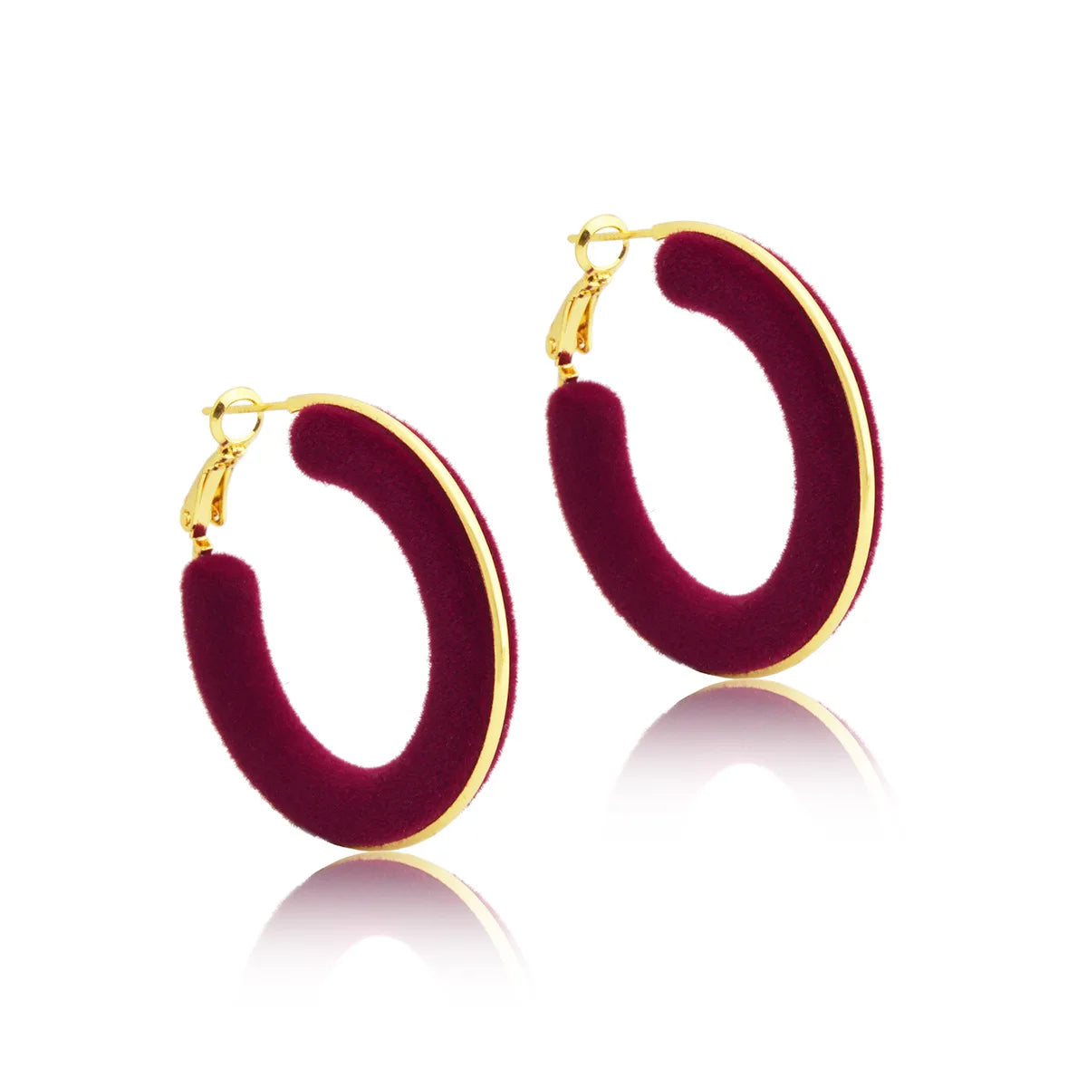 Ankela Red Flucked Velvet Earrings Large Hoop Light Luxury High-end Ear Buckles Retro Ear Jewelry for Women Autumn and Winter