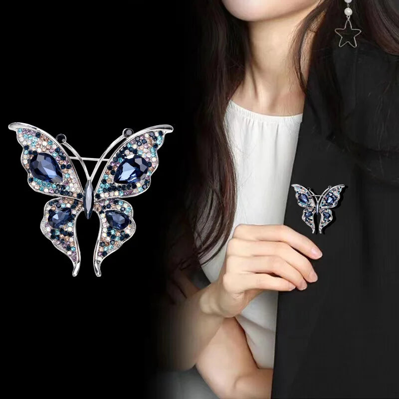 Fashion Glitter Rhinestone Sweet Butterfly Brooches for Girls Elegant Pins Jewelry for Women Ladies Accessories Wholesale Chic