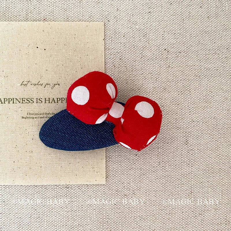 Sweet Simple Polka Dot Bowknot Scrunchies for Baby Girls Kawaii Sweet Trendy Hair Clips for Kids Children Hair Accessories