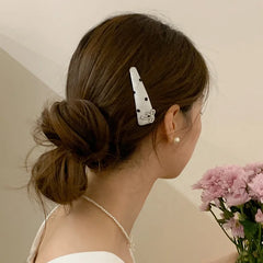 Women 2025 Hot Sale Dots Bowknot White Blue Snap Clips Fashion Elegant Glitter in Stock Hairpins Accessories for Female Office