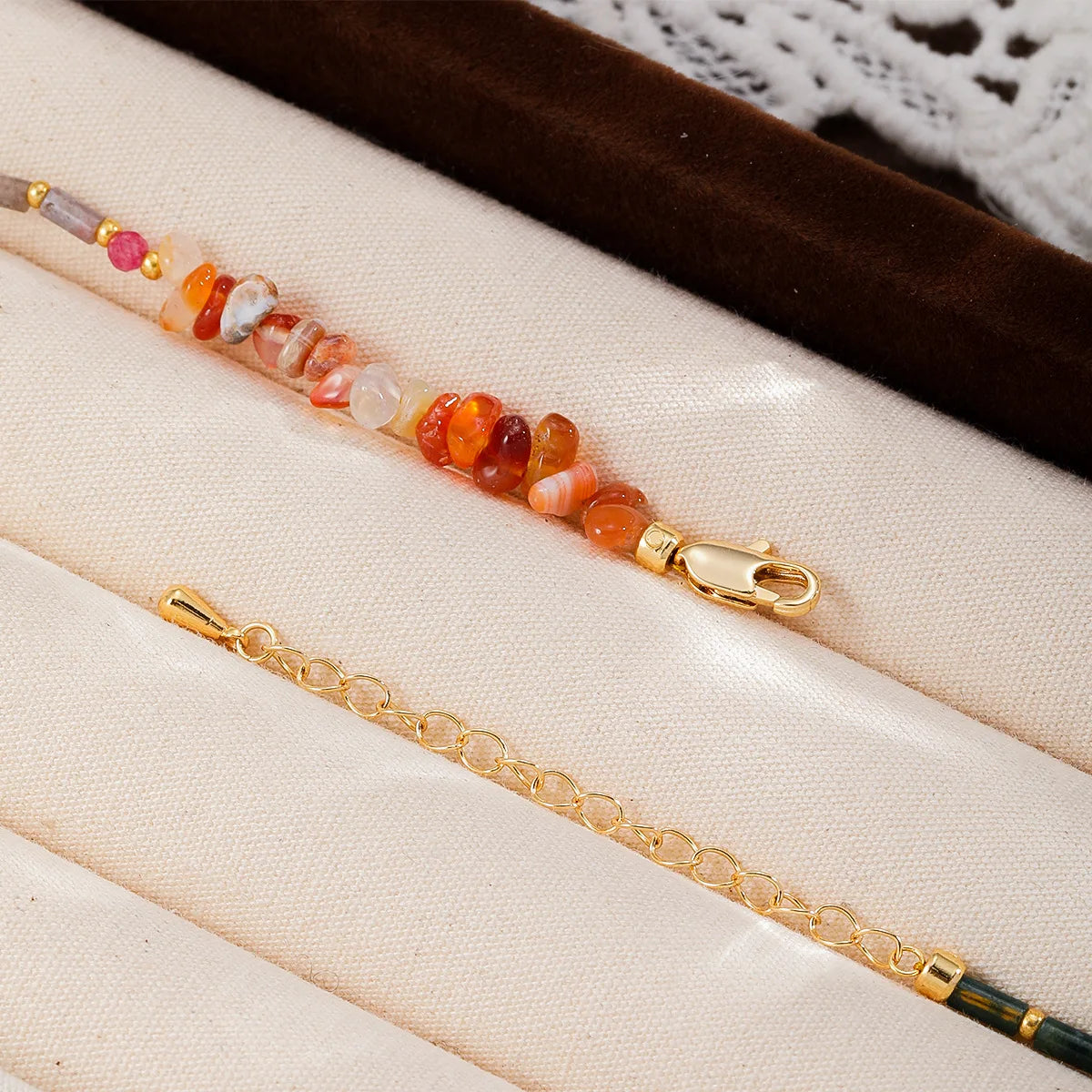 Fashion Freshwater Pearl Red Agate Natural Stone 18K Gold Plated Necklaces for Girls Vintage Jewelry for Women Ladies Wholesale