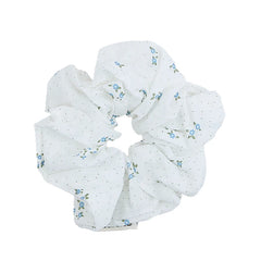 Sweet Cute Dot Flower Scrunchies for Girls White Fashion Trendy Stylish Simple Hair Ties for Women Ladies Hair Accessories Chic