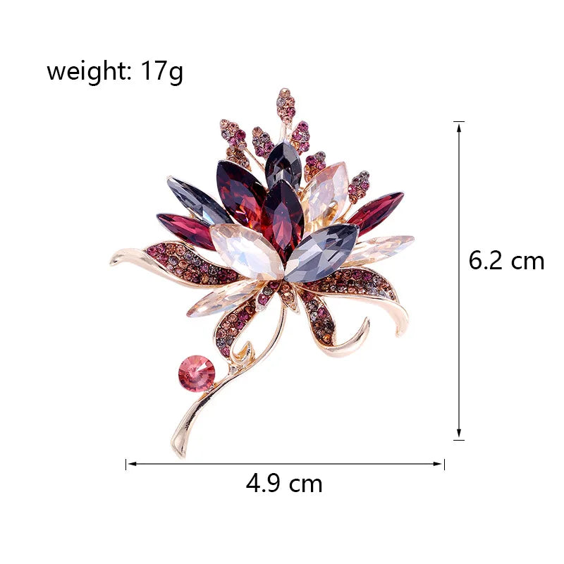 Fashion Vintage Glitter Sparkle Retro Flowers Floral Brooches for Girls Elegant Pins Jewelry for Women Ladies Accessories