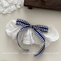 Bowknot Large Solid Color Plaid Hair Clips Grace Stylish New Design Handmade Hair Claws for Women Daily Street Use Accessories