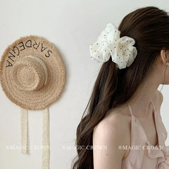 Girls' Elegant Hair Accessories French Style  Polo Dot Bowknot Hair Ring Gentle Large Hair Ties Vintage High Quality Scrunchies