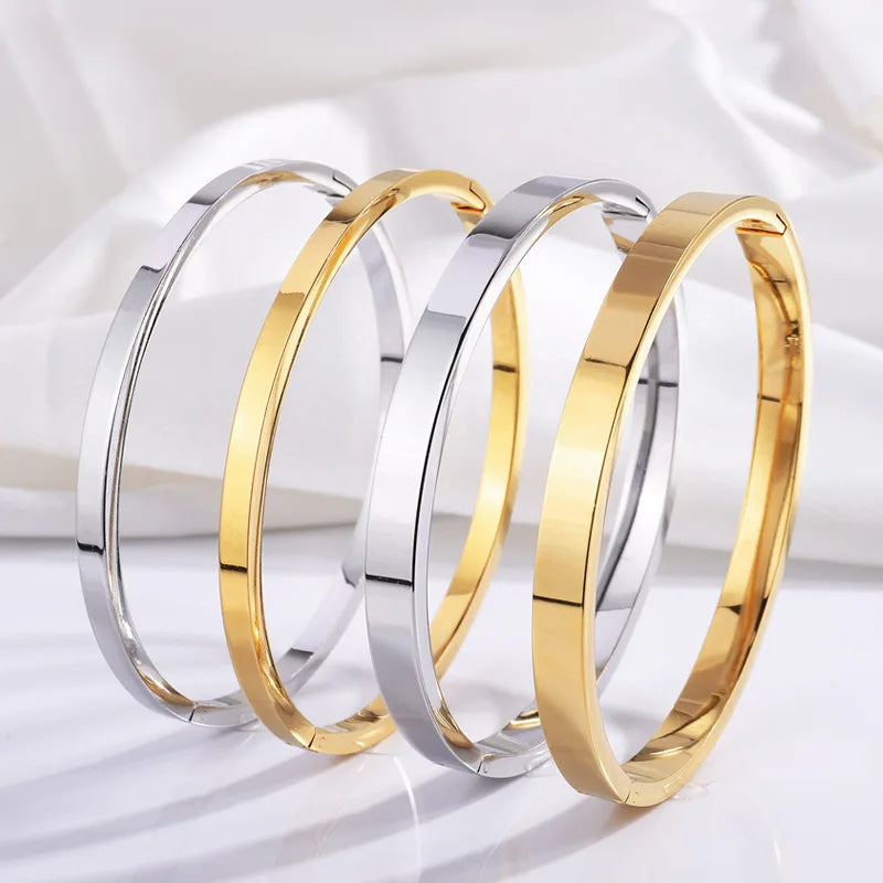 Fashionable Bracelet Smooth Stainless Steel Jewelry High-end Simple and Luxurious Bangles Unisex Women's Accessories Wholesale