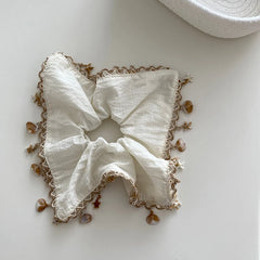 Elegant Simple Solid Color Scrunchies Vintage Shell Starfish Beach Hair Ties for Women Girls Chic Stylish Hair Accessories for