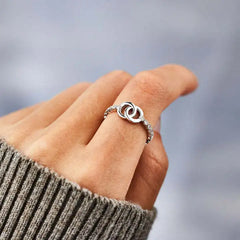 Women's Hollowed-out Double-ring Rings Customizable Dainty Fashionable Rings Jewelry European and American Accessories Wholesale