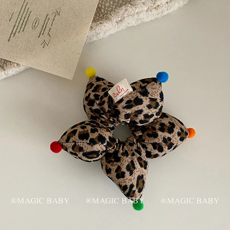 Fashion Cute Sweet Classic Star Polka Dot Scrunchies for Baby Girls Elegant Kawaii Hair Clips for Kids Children Hair Accessories